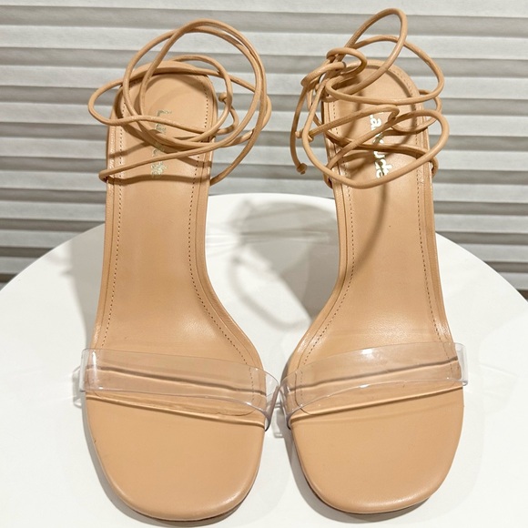 🌹LARROUDE🌹 Gloria Sandal In Tan Leather and Vinyl Size: 6 - Picture 6 of 13